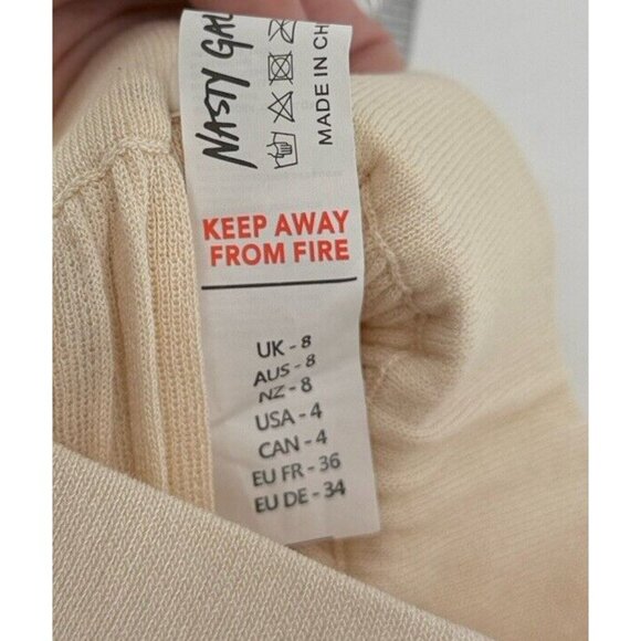 NWT Nasty Gal Ostmeal Knitted Pleated Wide Leg Trousers Elastic High Waist Sz 4 - Picture 7 of 11